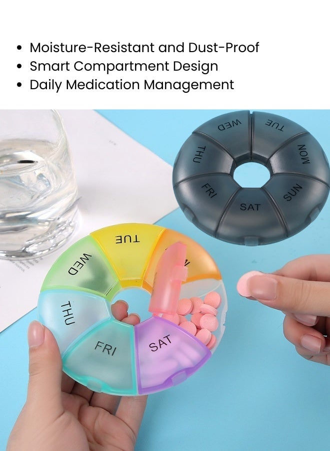 حاوية دوائية مخصصة للاستخدام على مدى 7 أيام، صندوق أقراص، منظم للأقراص والفيتامينات، مقاوم للرطوبة والغبار، مثالي للاستخدام المنزلي والسفر - Image 4